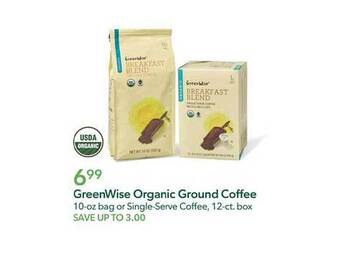 Publix Greenwise organic ground coffee offer