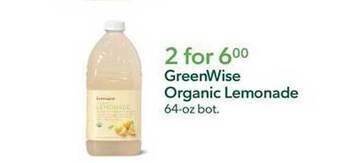 Publix Greenwise organic lemonade offer