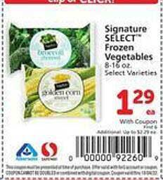 Safeway Signature select frozen vegetables offer