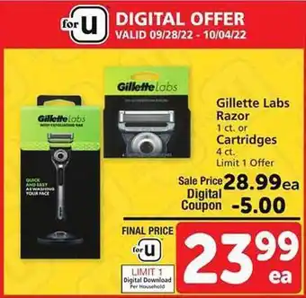 Safeway Gillette labs razor or cartridges offer