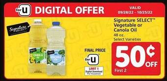 Safeway Signature select vegetable or canola oil offer
