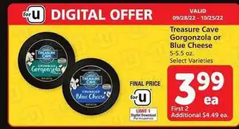 Safeway Treasure cave gorgonzola or blue cheese offer