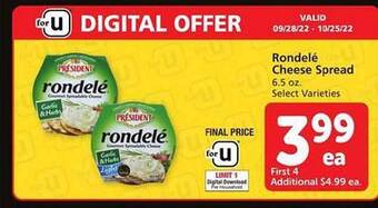 Safeway Rondelé cheese spread offer