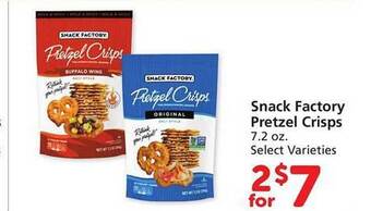 Safeway Snack factory pretzel crisps offer