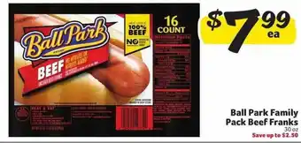 Weis Markets Ball park family pack beef franks offer
