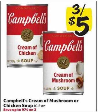 Weis Markets Campbell's cream of mushroom or chicken soup offer