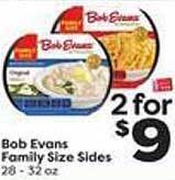 Weis Markets Bob evans family size sides offer