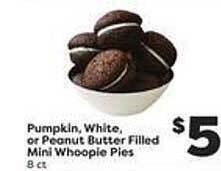 Weis Markets Pumpkin, white, or peanut butter filled mini whoopie pies offer