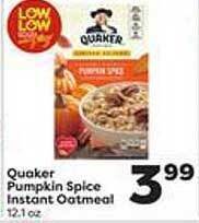 Weis Markets Quaker pumpkin spice instant oatmeal offer