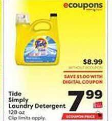 Weis Markets Tide simply laundry detergent offer