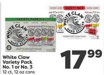 Weis Markets White claw variety pack no.1 or no.3 offer