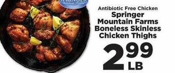 IGA Springer mountain farms boneless skinless chicken thighs offer