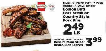 IGA Boston butt pork steak or country style pork ribs offer