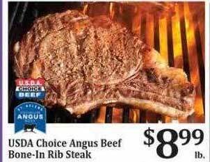 Rosauers Usda choice angus beef bone-in rib steak offer