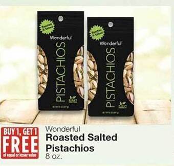 United Supermarkets Wonderful roasted salted pistachios offer