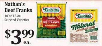 Rosauers Nathan's beef franks offer