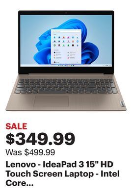 Best Buy Lenovo - ideapad 3 15" hd touch screen laptop - intel core i3-1115g4 - intel uhd graphics - 8gb memory - 256gb ssd - almond offer