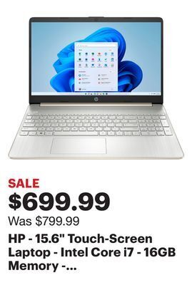 Best Buy Hp - 15.6" touch-screen laptop - intel core i7 - 16gb memory - 512gb ssd - natural silver offer
