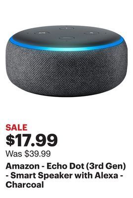 Best Buy Amazon - echo dot (3rd gen) - smart speaker with alexa - charcoal offer