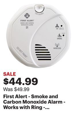 Best Buy First alert - smoke and carbon monoxide alarm - works with ring - white offer