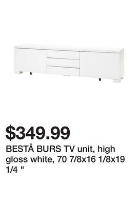 Ikea Bestå burs tv unit, high gloss white, 70 7/8x16 1/8x19 1/4 " offer