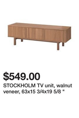 Ikea Stockholm tv unit, walnut veneer, 63x15 3/4x19 5/8 " offer