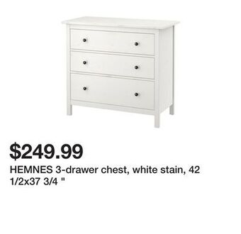 Ikea Hemnes 3-drawer chest, white stain, 42 1/2x37 3/4 " offer