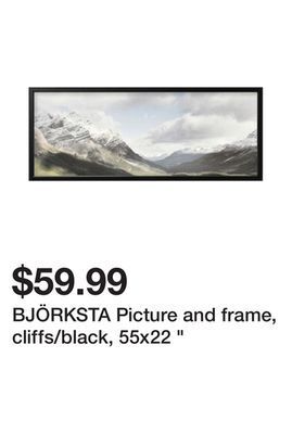 Ikea Björksta picture and frame, cliffs/black, 55x22 " offer