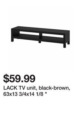 Ikea Lack tv unit, black-brown, 63x13 3/4x14 1/8 " offer