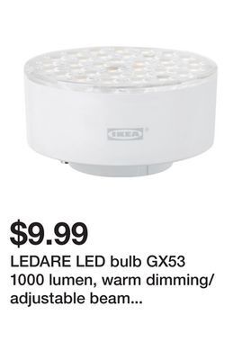 Ikea Ledare led bulb gx53 1000 lumen, warm dimming/adjustable beam angle, 2700 k offer