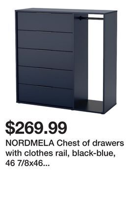 Ikea Nordmela chest of drawers with clothes rail, black-blue, 46 7/8x46 1/2 " offer