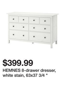 Ikea Hemnes 8-drawer dresser, white stain, 63x37 3/4 " offer