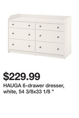 Ikea Hauga 6-drawer dresser, white, 54 3/8x33 1/8 " offer