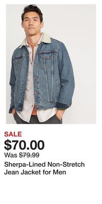 Old Navy Sherpa-lined non-stretch jean jacket for men offer