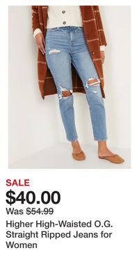 Old Navy Higher high-waisted o.g. straight ripped jeans for women offer