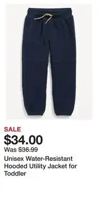 Old Navy Unisex water-resistant hooded utility jacket for toddler offer
