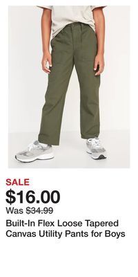 Old Navy Built-in flex loose tapered canvas utility pants for boys offer