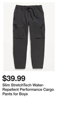 Old Navy Slim stretchtech water-repellent performance cargo pants for boys offer