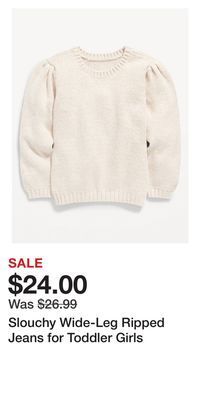 Old Navy Slouchy wide-leg ripped jeans for toddler girls offer