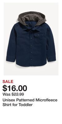 Old Navy Unisex patterned microfleece shirt for toddler offer