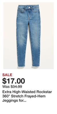 Old Navy Extra high-waisted rockstar 360° stretch frayed-hem jeggings for girls offer