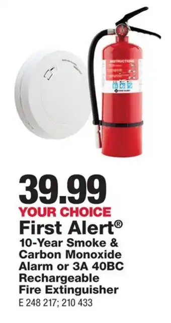 First Alert 10-Year Smoke & Carbon Monoxide Alarm or 3A 40BC Rechargeable Fire Extinguisher