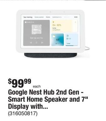 The Home Depot Google nest hub 2nd gen - smart home speaker and 7" display with google assistant - charcoal offer
