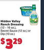 No Frills Supermarkets Hidden valley ranch dressing secret sauce or dip offer