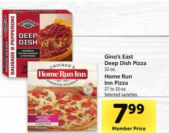 Safeway Gino's east deep dish pizza, home run inn pizza offer