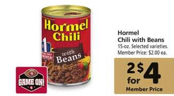 Safeway Hormel chili with beans offer