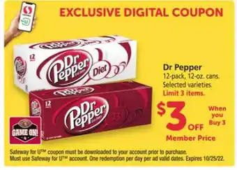 Safeway Dr pepper offer