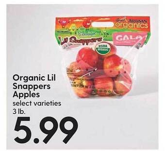 Hy-Vee Organic lil snappers apples offer