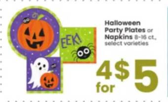 Albertsons Halloween party plates or napkins offer