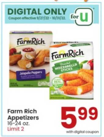 Albertsons Farm rich appetizers offer